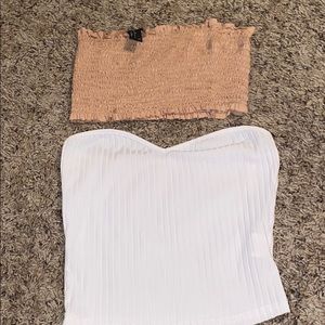 White tube top/ beige tube top